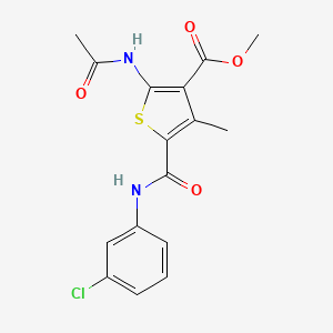 molecular formula C16H15ClN2O4S B4209525 methyl 2-(acetylamino)-5-{[(3-chlorophenyl)amino]carbonyl}-4-methyl-3-thiophenecarboxylate 