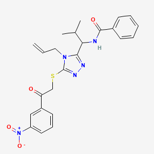 molecular formula C24H25N5O4S B4209584 N-{2-methyl-1-[5-{[2-(3-nitrophenyl)-2-oxoethyl]sulfanyl}-4-(prop-2-en-1-yl)-4H-1,2,4-triazol-3-yl]propyl}benzamide 