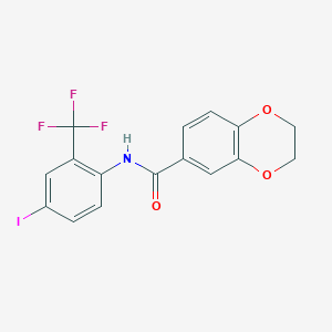 molecular formula C16H11F3INO3 B4209601 N-[4-iodo-2-(trifluoromethyl)phenyl]-2,3-dihydro-1,4-benzodioxine-6-carboxamide 