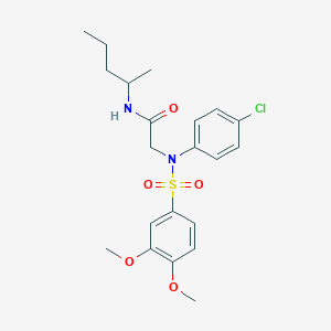 molecular formula C21H27ClN2O5S B4209642 N~2~-(4-chlorophenyl)-N~2~-[(3,4-dimethoxyphenyl)sulfonyl]-N~1~-(1-methylbutyl)glycinamide 