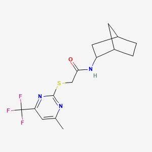 molecular formula C15H18F3N3OS B4209722 N-bicyclo[2.2.1]hept-2-yl-2-{[4-methyl-6-(trifluoromethyl)-2-pyrimidinyl]thio}acetamide 