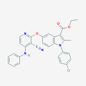molecular formula C30H23ClN4O3 B420973 Ethyl 5-(4-anilino-3-cyanopyridin-2-yl)oxy-1-(4-chlorophenyl)-2-methylindole-3-carboxylate CAS No. 134826-52-1