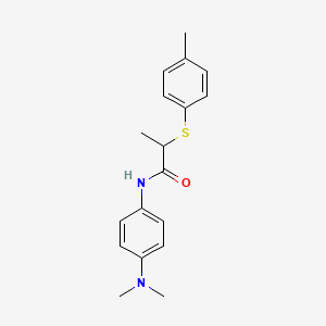 molecular formula C18H22N2OS B4209961 N-[4-(dimethylamino)phenyl]-2-(4-methylphenyl)sulfanylpropanamide 