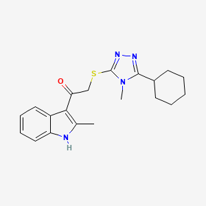 molecular formula C20H24N4OS B4209966 2-[(5-CYCLOHEXYL-4-METHYL-4H-1,2,4-TRIAZOL-3-YL)SULFANYL]-1-(2-METHYL-1H-INDOL-3-YL)ETHAN-1-ONE 