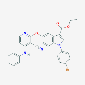 molecular formula C30H23BrN4O3 B421003 ethyl 5-[(4-anilino-3-cyanopyridin-2-yl)oxy]-1-(4-bromophenyl)-2-methyl-1H-indole-3-carboxylate 