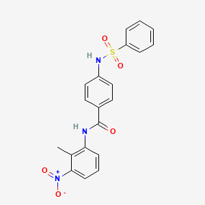 molecular formula C20H17N3O5S B4210055 N-(2-methyl-3-nitrophenyl)-4-[(phenylsulfonyl)amino]benzamide 