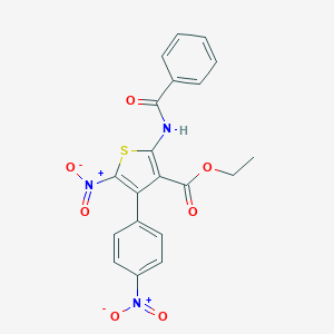 molecular formula C20H15N3O7S B421033 Ethyl 2-benzamido-5-nitro-4-(4-nitrophenyl)thiophene-3-carboxylate 
