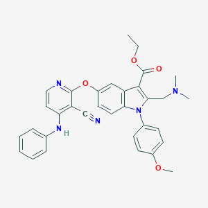molecular formula C33H31N5O4 B421039 ethyl 5-[(4-anilino-3-cyanopyridin-2-yl)oxy]-2-[(dimethylamino)methyl]-1-(4-methoxyphenyl)-1H-indole-3-carboxylate 