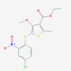 molecular formula C15H14ClNO5S2 B421043 ethyl 5-({4-chloro-2-nitrophenyl}sulfanyl)-4-methoxy-2-methyl-3-thiophenecarboxylate 