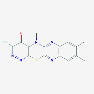 molecular formula C15H12ClN5OS B421069 6-chloro-9,14,15-trimethyl-2-thia-4,5,9,11,18-pentazatetracyclo[8.8.0.03,8.012,17]octadeca-1(18),3(8),4,10,12(17),13,15-heptaen-7-one 