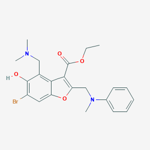 molecular formula C22H25BrN2O4 B421107 ethyl 6-bromo-4-[(dimethylamino)methyl]-5-hydroxy-2-[(methylanilino)methyl]-1-benzofuran-3-carboxylate CAS No. 85388-75-6