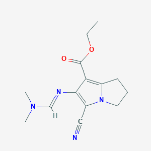molecular formula C14H18N4O2 B421255 ethyl 5-cyano-6-{[(dimethylamino)methylene]amino}-2,3-dihydro-1H-pyrrolizine-7-carboxylate 