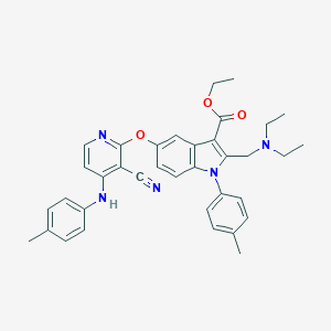 molecular formula C36H37N5O3 B421279 ethyl 5-{[3-cyano-4-(4-toluidino)pyridin-2-yl]oxy}-2-[(diethylamino)methyl]-1-(4-methylphenyl)-1H-indole-3-carboxylate 