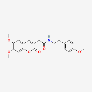 molecular formula C23H25NO6 B4212975 2-(6,7-dimethoxy-4-methyl-2-oxo-2H-chromen-3-yl)-N-[2-(4-methoxyphenyl)ethyl]acetamide 