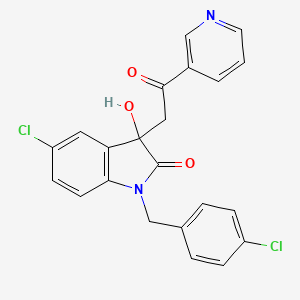 molecular formula C22H16Cl2N2O3 B4213024 5-CHLORO-1-(4-CHLOROBENZYL)-3-HYDROXY-3-[2-OXO-2-(3-PYRIDYL)ETHYL]-1,3-DIHYDRO-2H-INDOL-2-ONE 