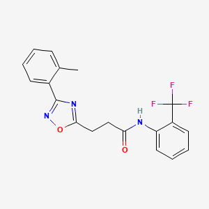 molecular formula C19H16F3N3O2 B4213315 3-[3-(2-methylphenyl)-1,2,4-oxadiazol-5-yl]-N-[2-(trifluoromethyl)phenyl]propanamide 