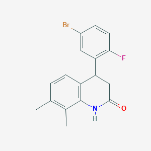 molecular formula C17H15BrFNO B4213357 4-(5-bromo-2-fluorophenyl)-7,8-dimethyl-3,4-dihydroquinolin-2(1H)-one 