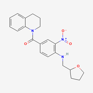 molecular formula C21H23N3O4 B4213420 3,4-dihydro-2H-quinolin-1-yl-[3-nitro-4-(oxolan-2-ylmethylamino)phenyl]methanone 