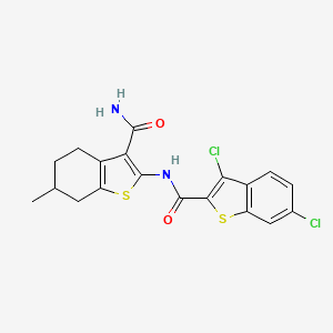 molecular formula C19H16Cl2N2O2S2 B4213815 N-(3-carbamoyl-6-methyl-4,5,6,7-tetrahydro-1-benzothiophen-2-yl)-3,6-dichloro-1-benzothiophene-2-carboxamide 