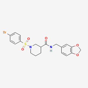 molecular formula C20H21BrN2O5S B4213834 N-(1,3-benzodioxol-5-ylmethyl)-1-[(4-bromophenyl)sulfonyl]-3-piperidinecarboxamide 