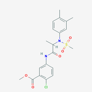 molecular formula C20H23ClN2O5S B4213882 methyl 2-chloro-5-{[N-(3,4-dimethylphenyl)-N-(methylsulfonyl)alanyl]amino}benzoate 
