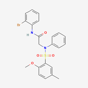 molecular formula C22H21BrN2O4S B4213894 N-(2-BROMOPHENYL)-2-(N-PHENYL2-METHOXY-5-METHYLBENZENESULFONAMIDO)ACETAMIDE 