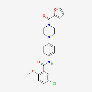 molecular formula C23H22ClN3O4 B4214356 5-chloro-N-{4-[4-(furan-2-ylcarbonyl)piperazin-1-yl]phenyl}-2-methoxybenzamide 