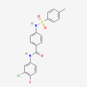molecular formula C20H16ClFN2O3S B4214441 N-(3-chloro-4-fluorophenyl)-4-{[(4-methylphenyl)sulfonyl]amino}benzamide 