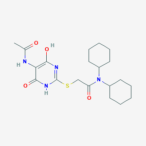 molecular formula C20H30N4O4S B4214509 2-{[5-(acetylamino)-4-hydroxy-6-oxo-1,6-dihydropyrimidin-2-yl]sulfanyl}-N,N-dicyclohexylacetamide 