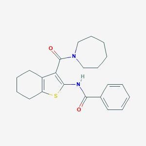 molecular formula C22H26N2O2S B421453 N-[3-(azepane-1-carbonyl)-4,5,6,7-tetrahydro-1-benzothiophen-2-yl]benzamide 