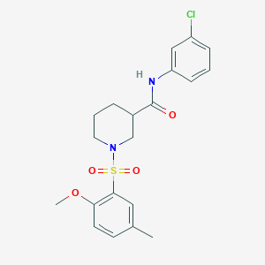 molecular formula C20H23ClN2O4S B4214824 N-(3-chlorophenyl)-1-[(2-methoxy-5-methylphenyl)sulfonyl]-3-piperidinecarboxamide 
