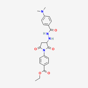 molecular formula C22H24N4O5 B4214863 ethyl 4-(3-{2-[4-(dimethylamino)benzoyl]hydrazino}-2,5-dioxo-1-pyrrolidinyl)benzoate 