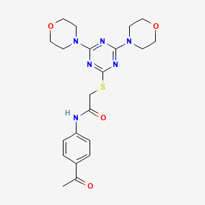 molecular formula C21H26N6O4S B4214943 N-(4-acetylphenyl)-2-{[4,6-di(morpholin-4-yl)-1,3,5-triazin-2-yl]sulfanyl}acetamide 