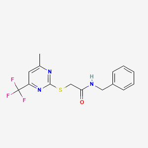molecular formula C15H14F3N3OS B4214961 N-benzyl-2-{[4-methyl-6-(trifluoromethyl)-2-pyrimidinyl]thio}acetamide 