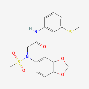 molecular formula C17H18N2O5S2 B4215449 N~2~-1,3-benzodioxol-5-yl-N~2~-(methylsulfonyl)-N~1~-[3-(methylthio)phenyl]glycinamide 