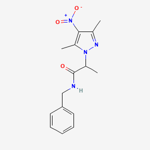 molecular formula C15H18N4O3 B4215636 N-benzyl-2-(3,5-dimethyl-4-nitro-1H-pyrazol-1-yl)propanamide 