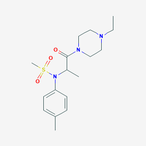 molecular formula C17H27N3O3S B4215680 N-[2-(4-ethyl-1-piperazinyl)-1-methyl-2-oxoethyl]-N-(4-methylphenyl)methanesulfonamide 