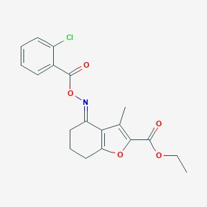 molecular formula C19H18ClNO5 B421574 ETHYL (4E)-4-[(2-CHLOROBENZOYLOXY)IMINO]-3-METHYL-4,5,6,7-TETRAHYDRO-1-BENZOFURAN-2-CARBOXYLATE 