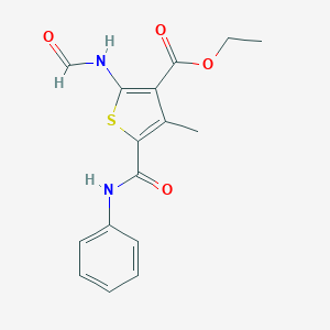molecular formula C16H16N2O4S B421585 Ethyl 2-formamido-4-methyl-5-(phenylcarbamoyl)thiophene-3-carboxylate CAS No. 352554-79-1