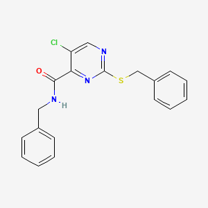 molecular formula C19H16ClN3OS B4216079 N-benzyl-2-(benzylsulfanyl)-5-chloropyrimidine-4-carboxamide 