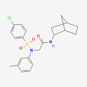 molecular formula C22H25ClN2O3S B4216144 N~1~-bicyclo[2.2.1]hept-2-yl-N~2~-[(4-chlorophenyl)sulfonyl]-N~2~-(3-methylphenyl)glycinamide 