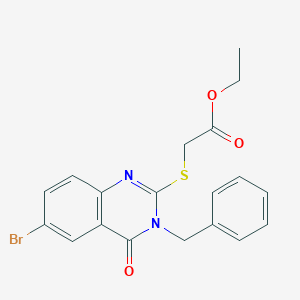 molecular formula C19H17BrN2O3S B4216343 ethyl [(3-benzyl-6-bromo-4-oxo-3,4-dihydro-2-quinazolinyl)thio]acetate 