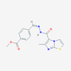 molecular formula C16H14N4O3S B421720 METHYL 4-[(Z)-[({6-METHYLIMIDAZO[2,1-B][1,3]THIAZOL-5-YL}FORMAMIDO)IMINO]METHYL]BENZOATE 