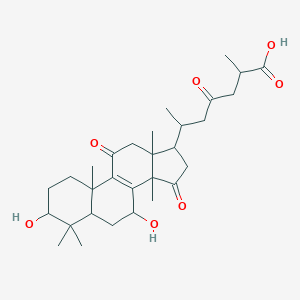 molecular formula C30H44O7 B042173 (2R,6R)-6-[(3S,5R,7S,10S,13R,14R,17R)-3,7-dihydroxy-4,4,10,13,14-pentamethyl-11,15-dioxo-2,3,5,6,7,12,16,17-octahydro-1H-cyclopenta[a]phenanthren-17-yl]-2-methyl-4-oxoheptanoic acid CAS No. 81907-61-1