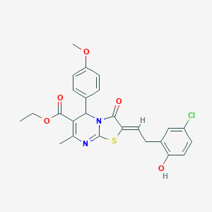 molecular formula C25H23ClN2O5S B421809 ETHYL (2Z)-2-[2-(5-CHLORO-2-HYDROXYPHENYL)ETHYLIDENE]-5-(4-METHOXYPHENYL)-7-METHYL-3-OXO-2H,3H,5H-[1,3]THIAZOLO[3,2-A]PYRIMIDINE-6-CARBOXYLATE 