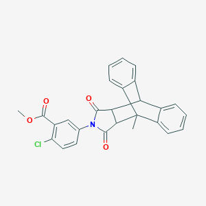 molecular formula C27H20ClNO4 B421821 Methyl 2-chloro-5-(1-methyl-16,18-dioxo-17-azapentacyclo[6.6.5.0~2,7~.0~9,14~.0~15,19~]nonadeca-2,4,6,9,11,13-hexaen-17-yl)benzoate 