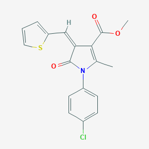 molecular formula C18H14ClNO3S B421886 METHYL (4Z)-1-(4-CHLOROPHENYL)-2-METHYL-5-OXO-4-[(THIOPHEN-2-YL)METHYLIDENE]-4,5-DIHYDRO-1H-PYRROLE-3-CARBOXYLATE 