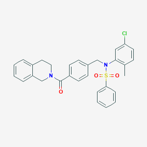 molecular formula C30H27ClN2O3S B421891 N-(5-chloro-2-methylphenyl)-N-[4-(3,4-dihydro-2(1H)-isoquinolinylcarbonyl)benzyl]benzenesulfonamide 