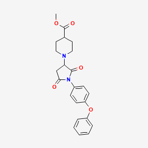 molecular formula C23H24N2O5 B4219639 Methyl 1-[2,5-dioxo-1-(4-phenoxyphenyl)pyrrolidin-3-yl]piperidine-4-carboxylate 