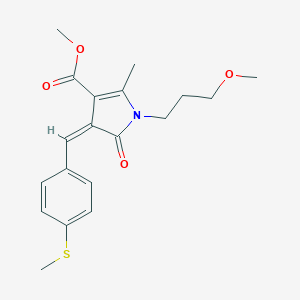 molecular formula C19H23NO4S B421967 METHYL (4Z)-1-(3-METHOXYPROPYL)-2-METHYL-4-{[4-(METHYLSULFANYL)PHENYL]METHYLIDENE}-5-OXO-4,5-DIHYDRO-1H-PYRROLE-3-CARBOXYLATE 